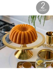 Hermia Pst 2 - Gold Plato para servir tartas Dorado con Cristal y Metal